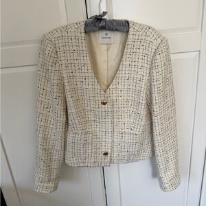 Anine Bing Women's Ivory Tweed Blazer